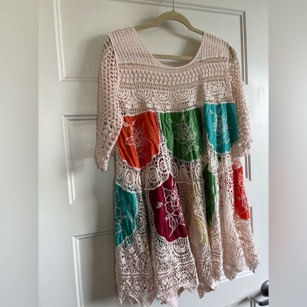 Vibrant Crochet Patchwork Dress